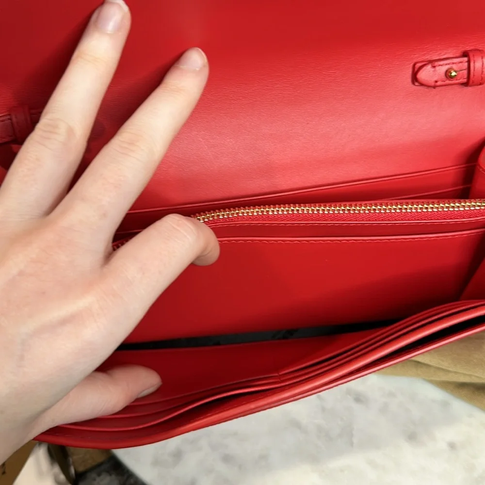 Burberry Logo Embossed Leather Crossbody Wallet